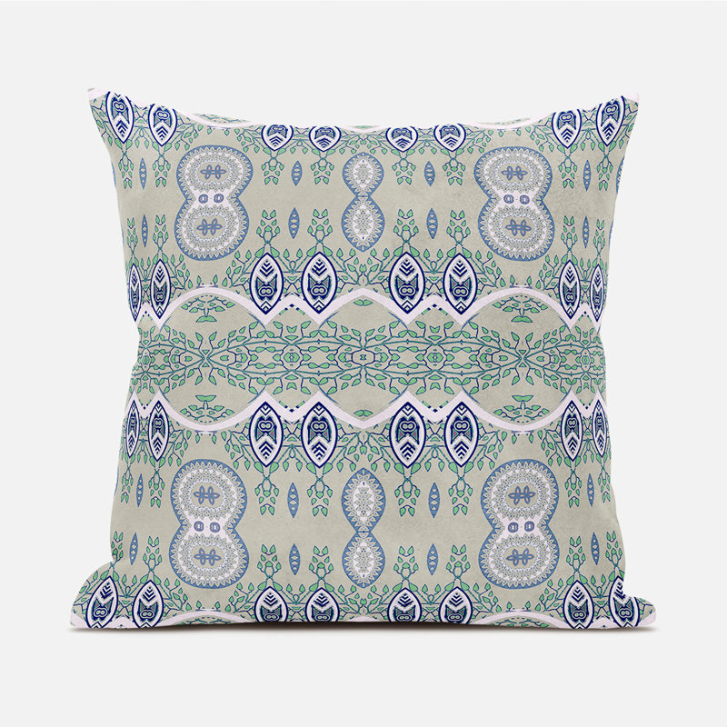 Floral Square Cushion, 46cm H x 46cm W, Light Green/Beige