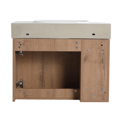 Meuble-lavabo mural de 26 po avec lavabo en céramique blanche et porte à fermeture en douceur