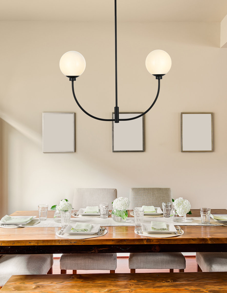 Kyle 2 - Light Metal Chandelier, 19" H x 30" W x 7" D, Black
