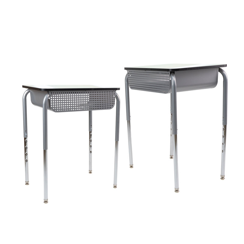 Bureau ouvert 18 "x 24" Belly Curve avec boîte à livres en métal, paquet de 2 - Tableau blanc / noir / argent