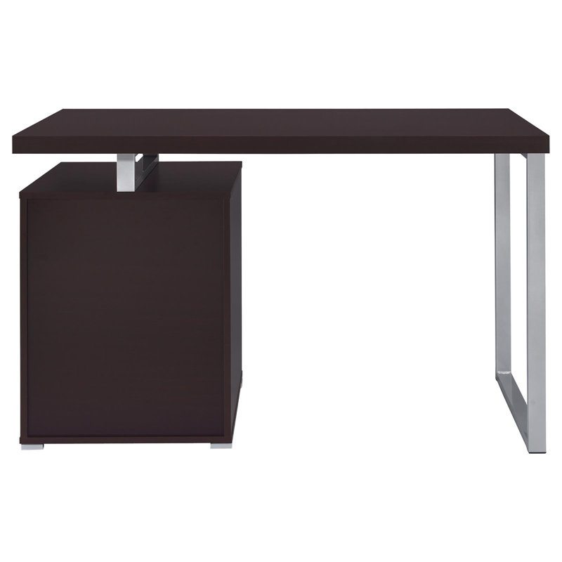 Bureau réversible à 3 tiroirs Cappuccino, Cappuccino / Argent