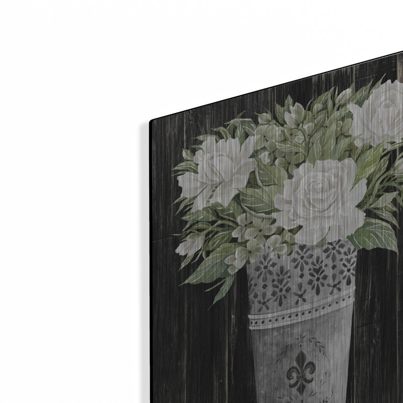 «Punched Tin Floral III» par Cindy Jacobs, Luxe Metal Art «Punched Tin Floral III» par Cindy J, H 16 po x l 12 po