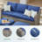 73.2" Outdoor Patio Sofa, 3-Seat Gray Rattan Couch With Blue Cushions Ideal For Balcony Or Porch-1575605477
