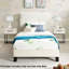 Twin 3D Upholstered Bed In White - Breathable Fabric & Foam Frame Platform Headboard Panels Modern Design-1515521009
