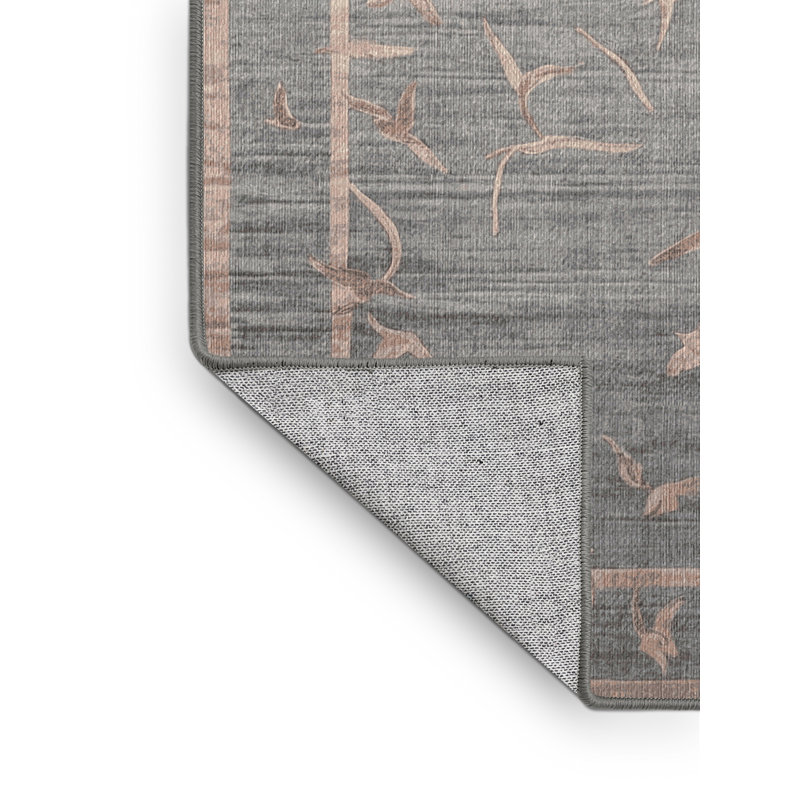 Tapis gris lavable à la machine, Rond 4 pi