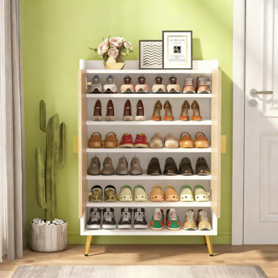 7-Tier Shoe Storage Cabinet Wooden  Shoe Cabinet