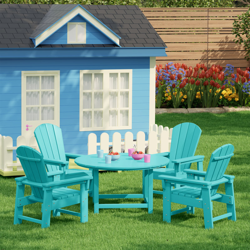 Laguna Kids Adirondack 5-Piece Round Table Dining Set, Turquoise