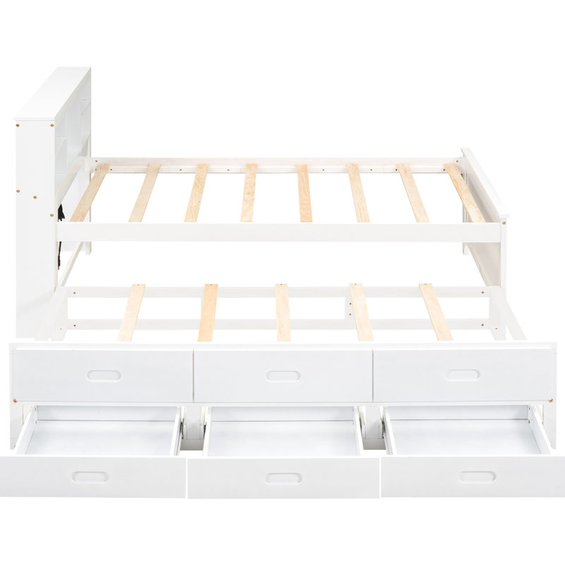 Tête de lit simple avec rangement et tête de lit avec 3 tiroirs - Structure solide en bois massif, Blanc