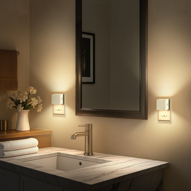 2 Pack White Warm White 3000K Square Sconce Night Light 3-Level