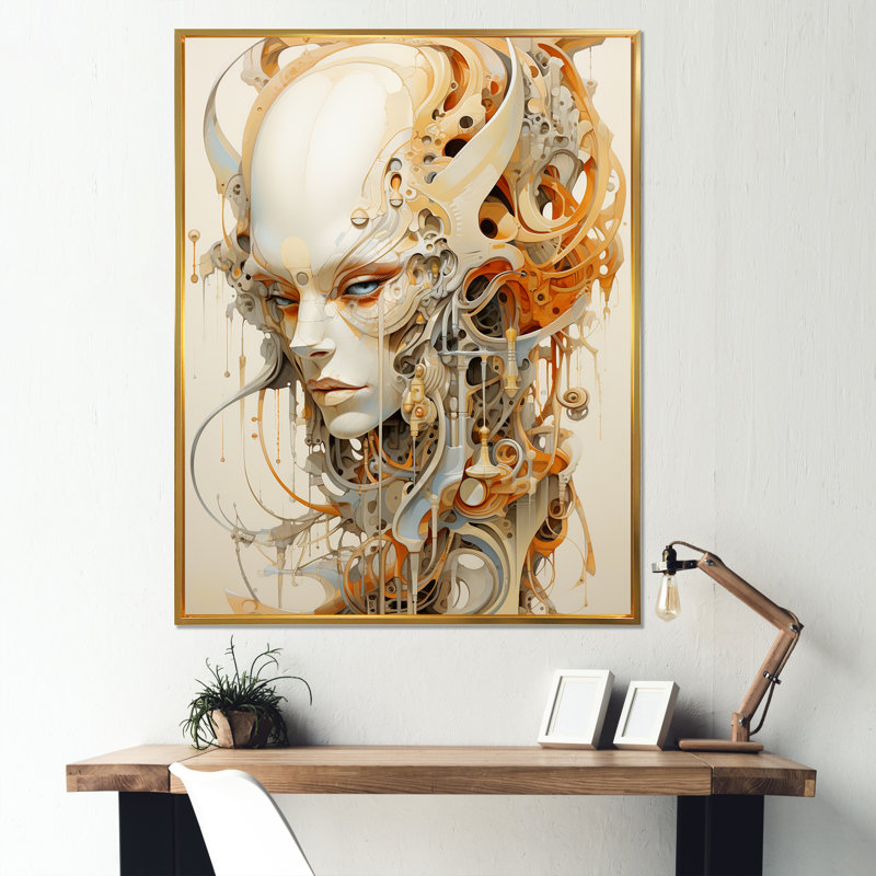 Mythical Alien Creature II, reproduction d'art sur toile, Cadre flottant doré, H 32 po x l 24 po x P 1 po