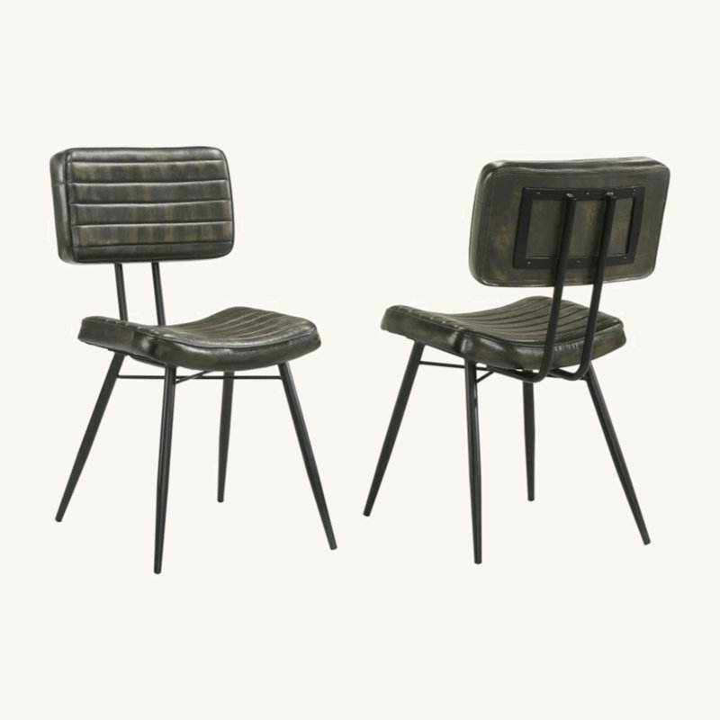 Ensemble de 2 chaises d'appoint rembourrées en cuir, noir, Espresso