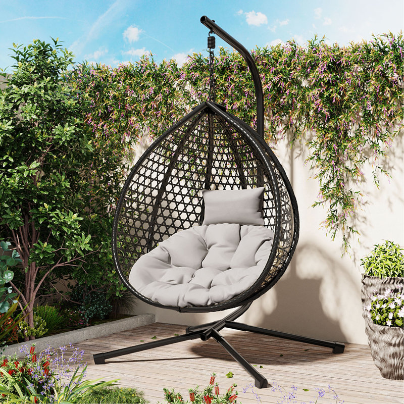 Fauteuil à œufs suspendu polyvalent pour l'intérieur et l'extérieur, Gris, Noir