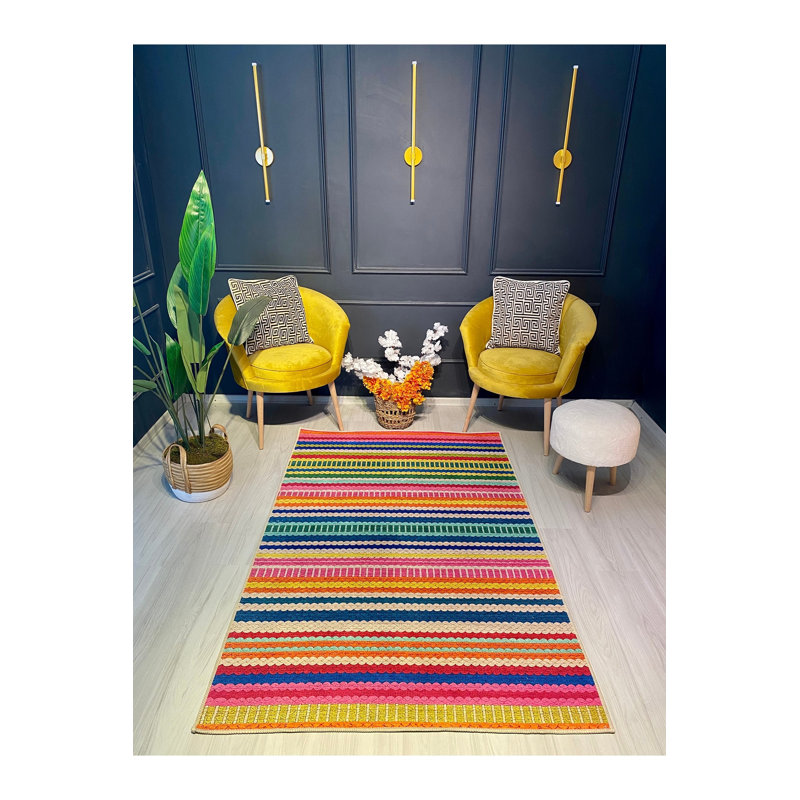 Tapis tissé bleu marine Mosso, 3'11" x 5'11"