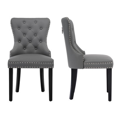 PU Leather Dining Chairs with Pull Ring Set of 2