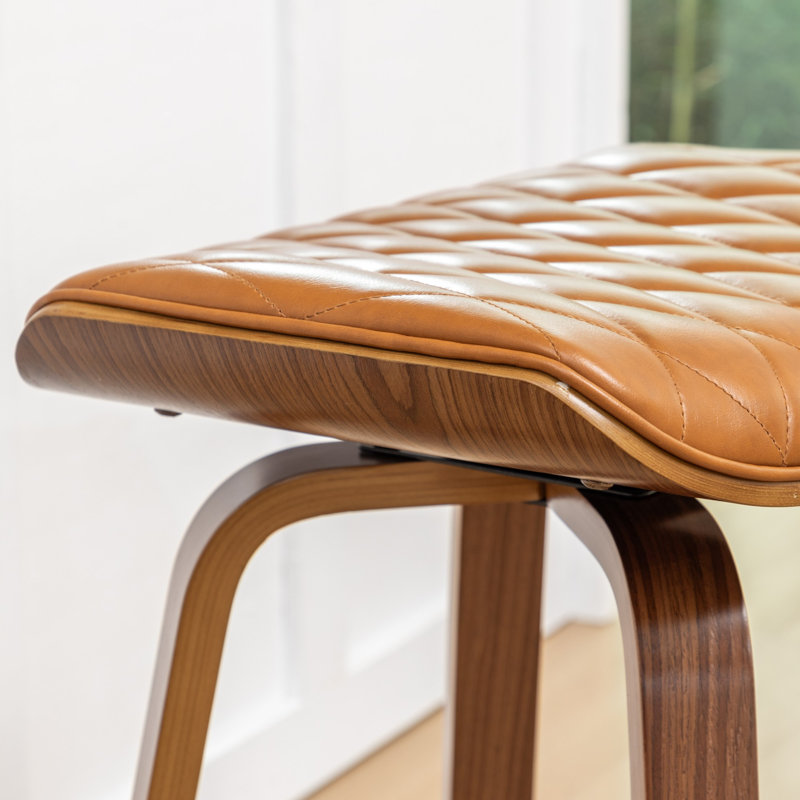 Tabourets de bar pivotants en similicuir Gerald, Bar Stool (30.12" Seat Height), Brown