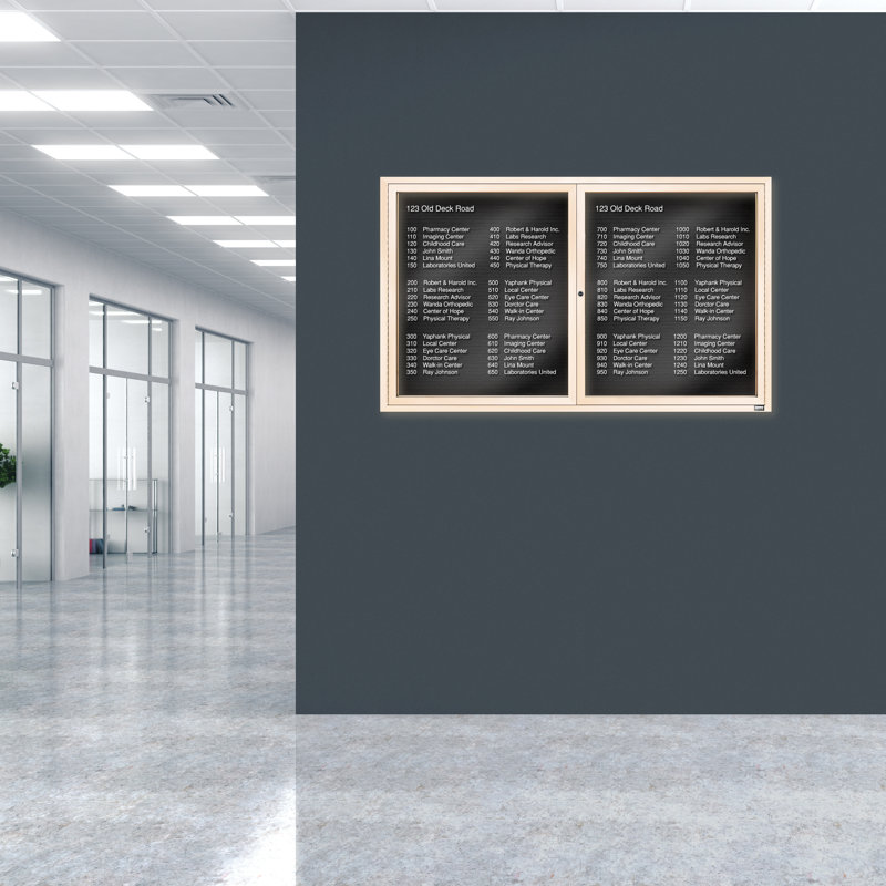 Tableau d'affichage mural fermé pour armoire d'annuaire, Ivoire thermolaqué, Deux, H 36 po x l 60 po