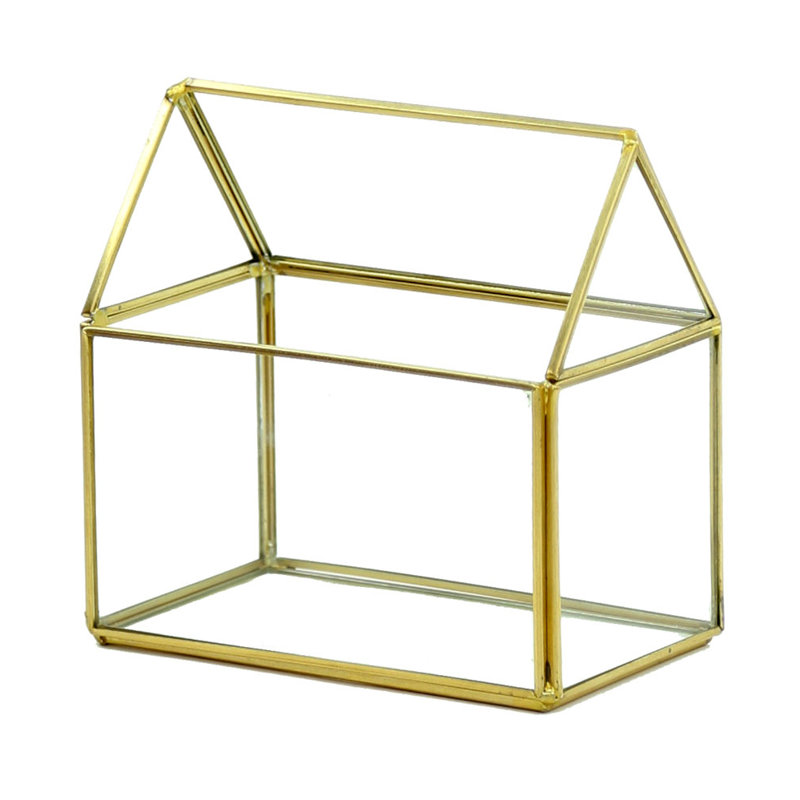 Terrarium en verre maison, Doré vieilli