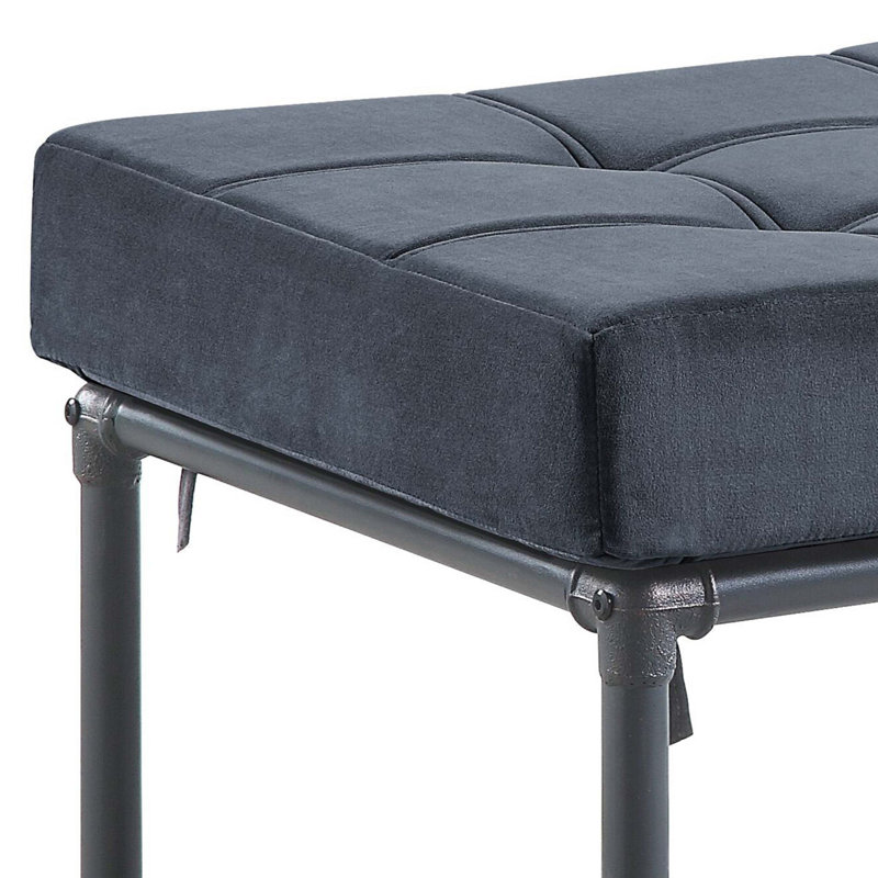 Repose-pieds Brantley en velours gris et finition gris sable