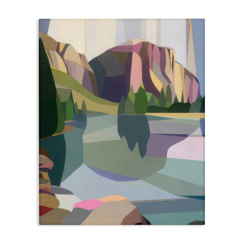 Toile El Capitan & Merced River, design par Melba Browne, H 20 po x l 16 po