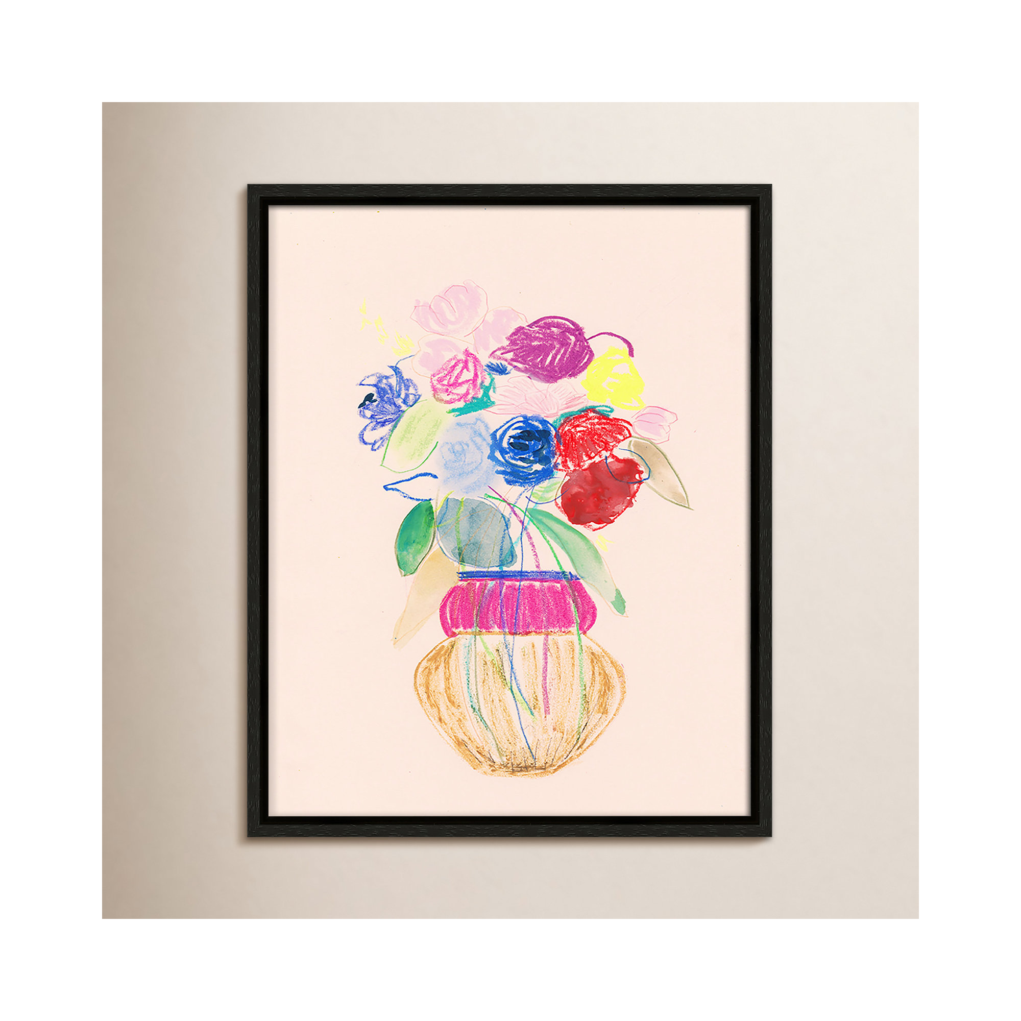 Simple Floral II Print by Bea Dina, No Mat, 15.5" H x 12.5" W x 2" D, Espresso Floater Framed Canvas