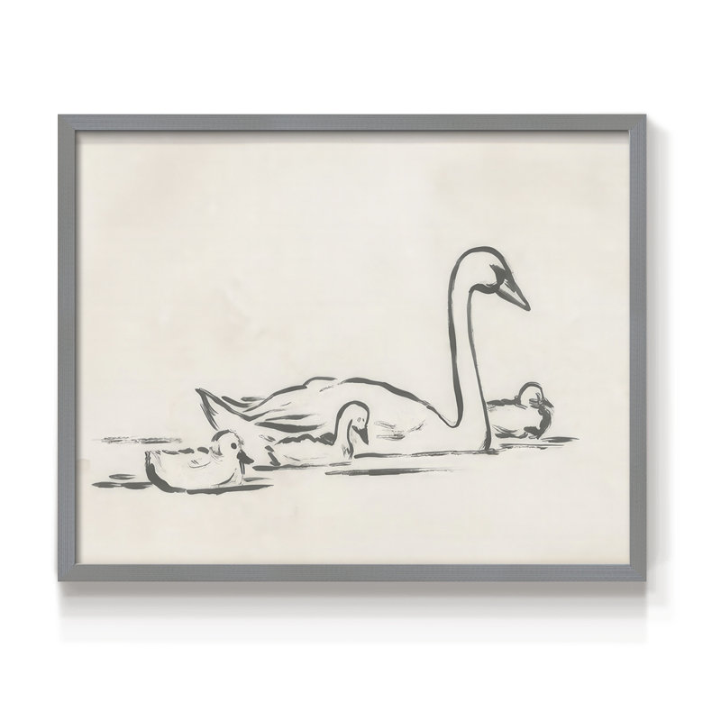 Swan Sketch III -Framed Print - Restickable, H 16 po x l 20 po, Gris