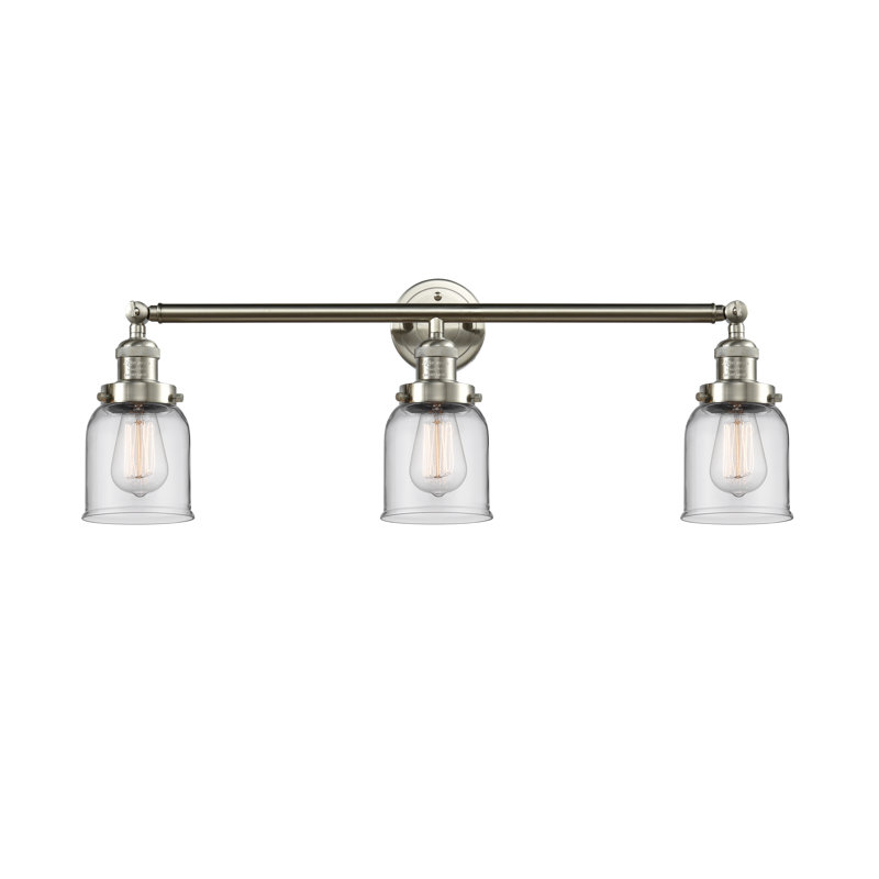 Éclairage pour salle de bain à 3 lumières à intensité variable Dominica, Nickel satiné brossé, Transparent, LED