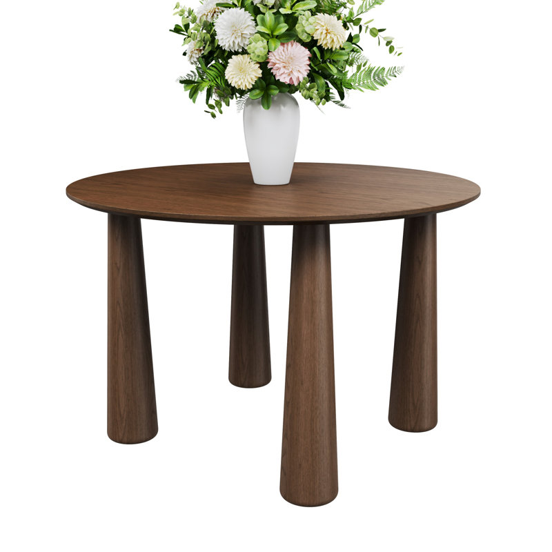 Arline 45" Round Solid Wood Dining Table, Brown