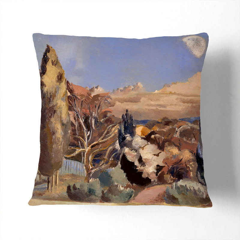 Landscape and Moon Scatter Cushion with Filling, 40cm H x 40cm W x 15cm D