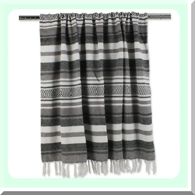 Rustic Charm Woven Throw Blanket - 50x60, Black with 3" Fringe
