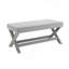 Double banc Comfort recouvert de tissu de velours, tabouret avec pieds élégants en X, coussin confortable avec passepoil, velours gris clair-912649841