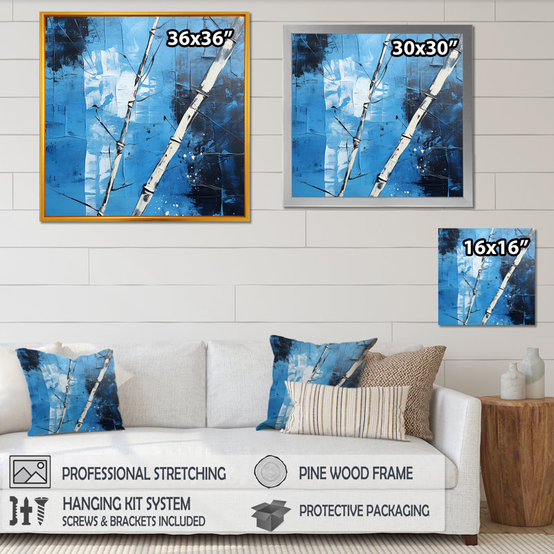 Serenity In Wild Blue Bamboo V sur impression sur toile, H 30 po x l 30 po x P 1 po, Toile tendue
