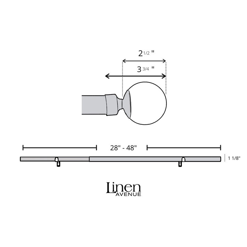 Ensemble de tringle à rideaux double en lin Linen Avenue, nickel brossé, H 3,5 po x l 28 po x P 5 po