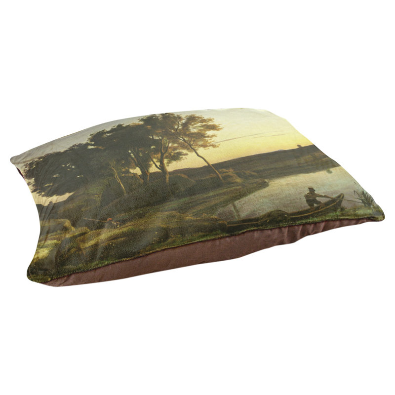 Coussin décoratif Burkes Lake and Boatman, Marron foncé, L 19,5 po x l 29,5 po