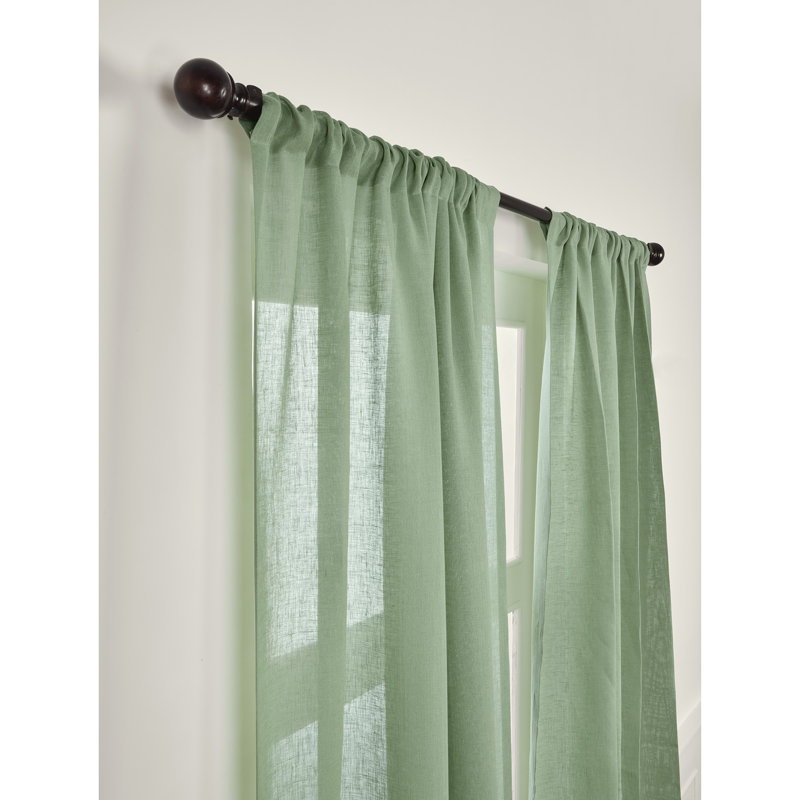 Sheer Curtain with Rod Pocket, 52" W x 63" L, Aspen Green