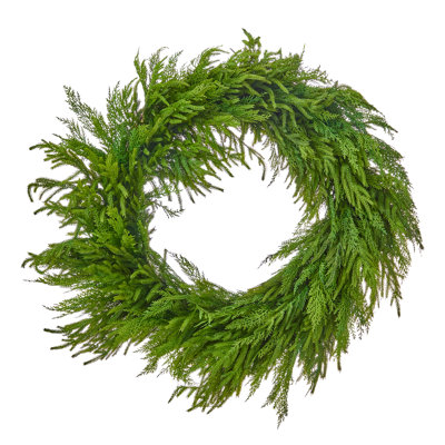 30" Real Touch Cedar and Norfolk Pine Wreath