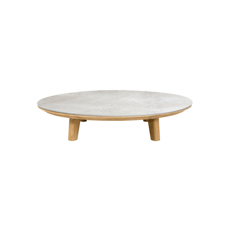 Outdoor Round Teak Coffee Table, Gray