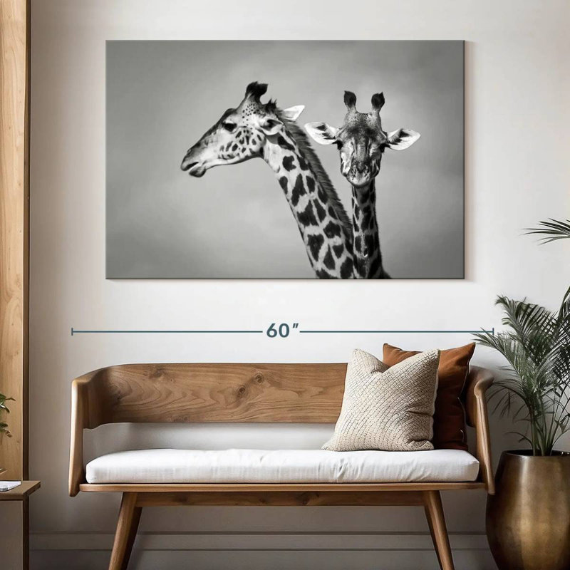 Gros plan sur des girafes de Brampt, H 34 po x l 51 po