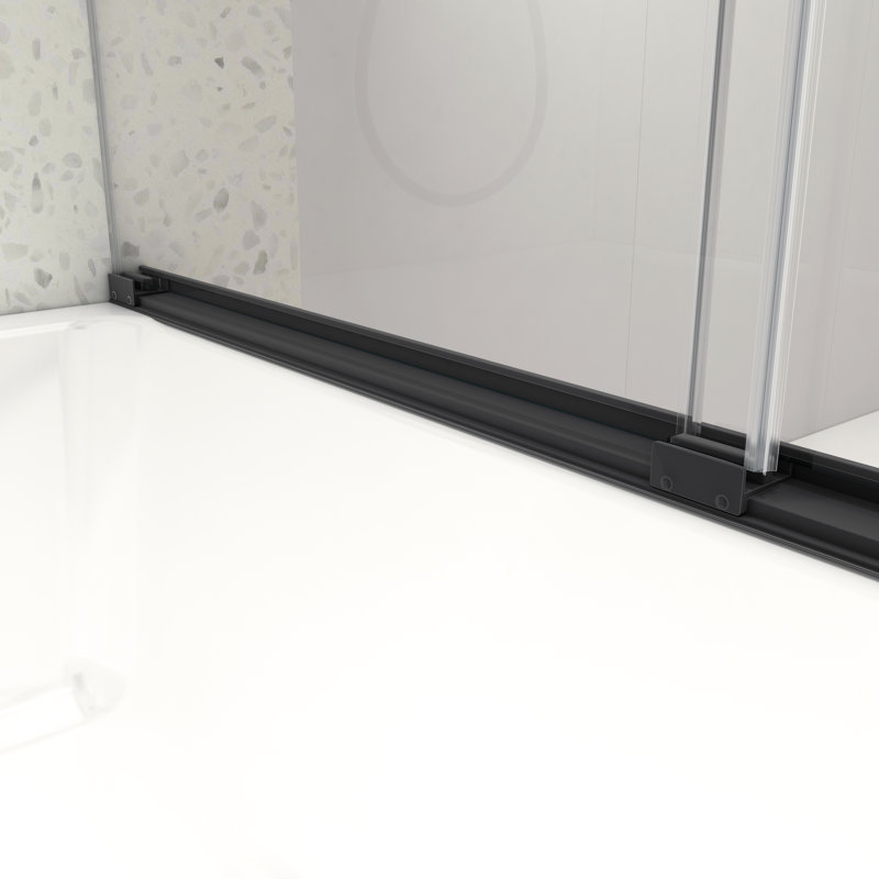 Double porte coulissante noire mate pour la douche, 5476 pouces, verre trempé de 8 mm avec Nano Easy Clean &