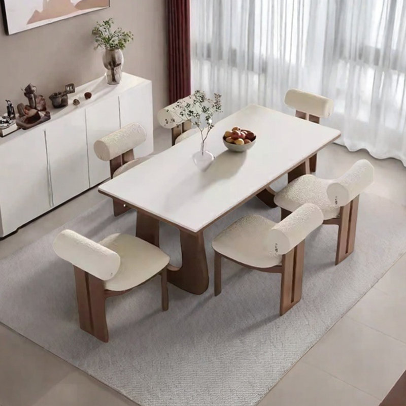 Sintered stone unique dining table set, 29.53"H x 78.74"L x 35.43"W