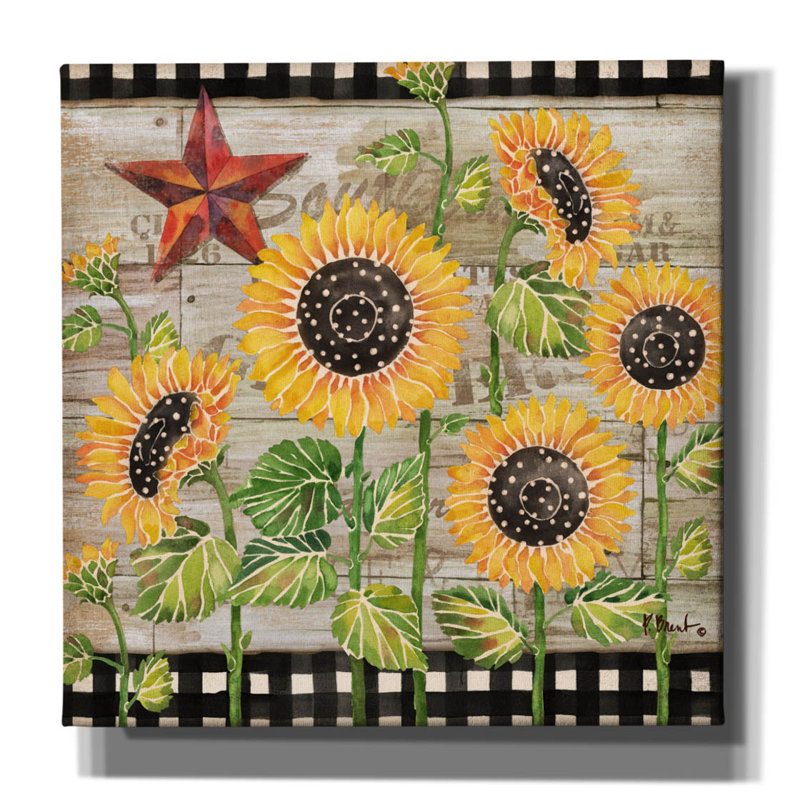 «Farmhouse Sunflowers» par Paul Brent, H 18 po x l 18 po