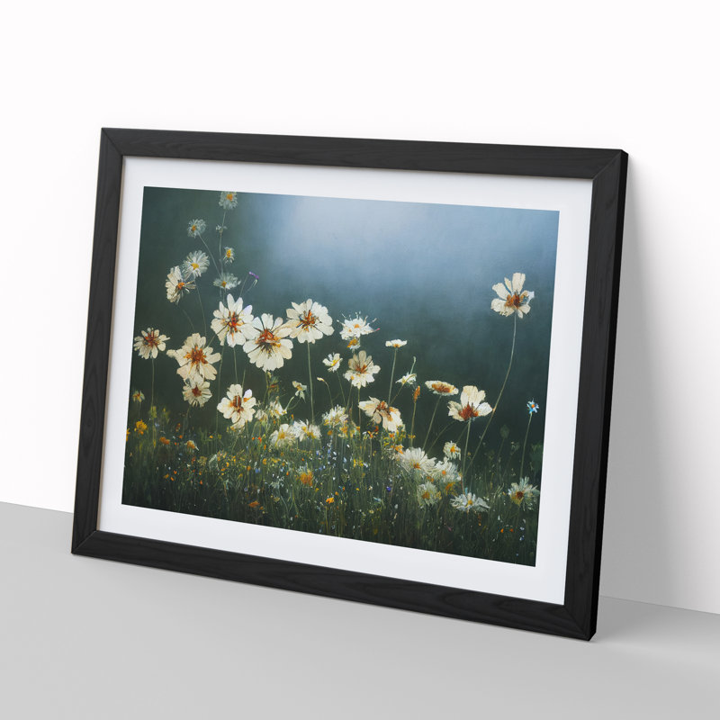 Otherworldly Wildflowers Floral - Single Picture Frame Print, 25cm H x 34cm W x 2cm D, Black
