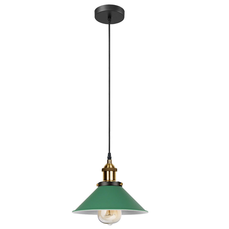 Modern Industrial Cone Pendant Light | Adjustable 1-Light Ceiling Fixture for Kitchen Islands, Dining Areas & Hallways, Green
