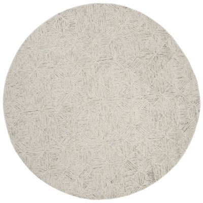 Linsly Ivory Light Blue Hand-Tufted Wool Rug