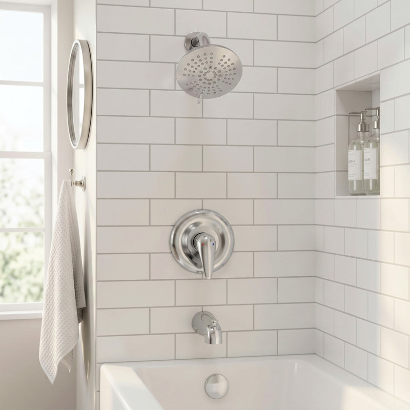 Ensemble de robinet de douche à pluie à pression équilibrée moderne avec robinet de baignoire, Chrome