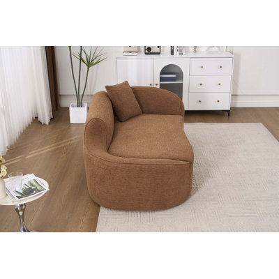 Chaise longue rembourrée en chenille moderne avec assise profonde, coussin et polyvalence 3 en 1 pour le salon et la chambre à coucher
