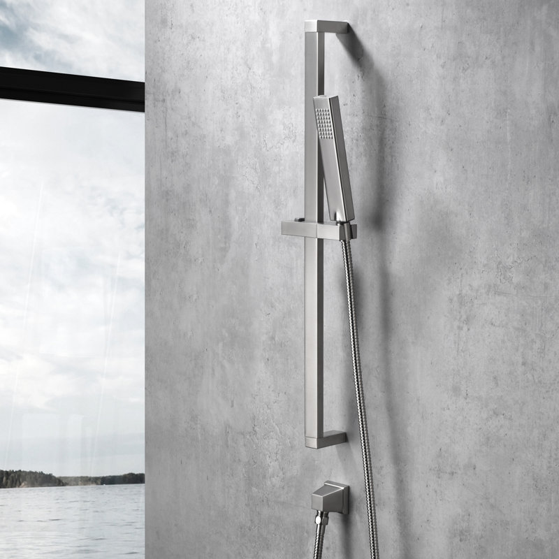 Rift Collection 27" Slide Bar Handheld Shower Head Set with 60" Flexible Hose - Brushed Nickel, Brushed Nickel