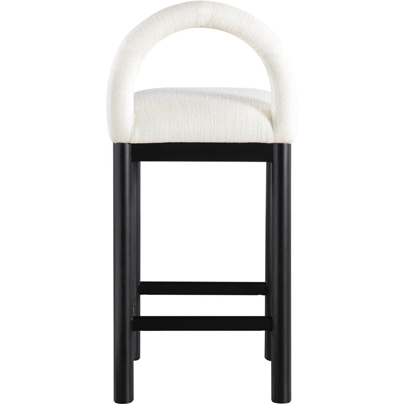 Tabouret de comptoir Conrad, Siège en tissu crème / cadre noir