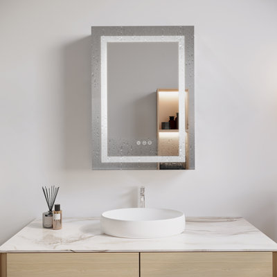 Pharmacie de salle de bain avec miroir à DEL, antibuée, imperméable, 3000K ~ 6000K