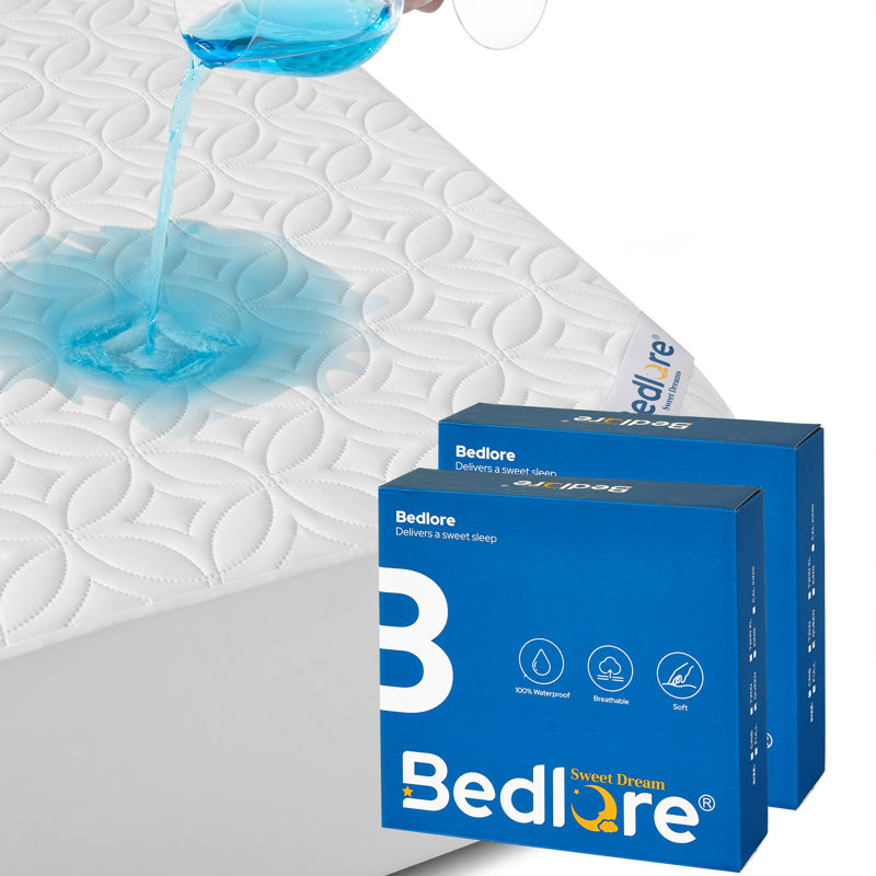 BEDLORE® (Set of 2) Waterproof Noiseless Mattress Protector, Hypoallergenic Quilted Washable Mattress Cover, Breathable Mattress Pad With 6-18'' Deep Pocket
