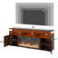 Meuble télé de style ferme avec foyer électrique de 91 cm (36 po) pour téléviseur de 75/80 po, centre multimédia de 81 cm (32 po) de hauteur avec éclairage DEL et prise de courant, console multimédia rustique avec porte coulissante de style grange pour salon-136026569-121085224